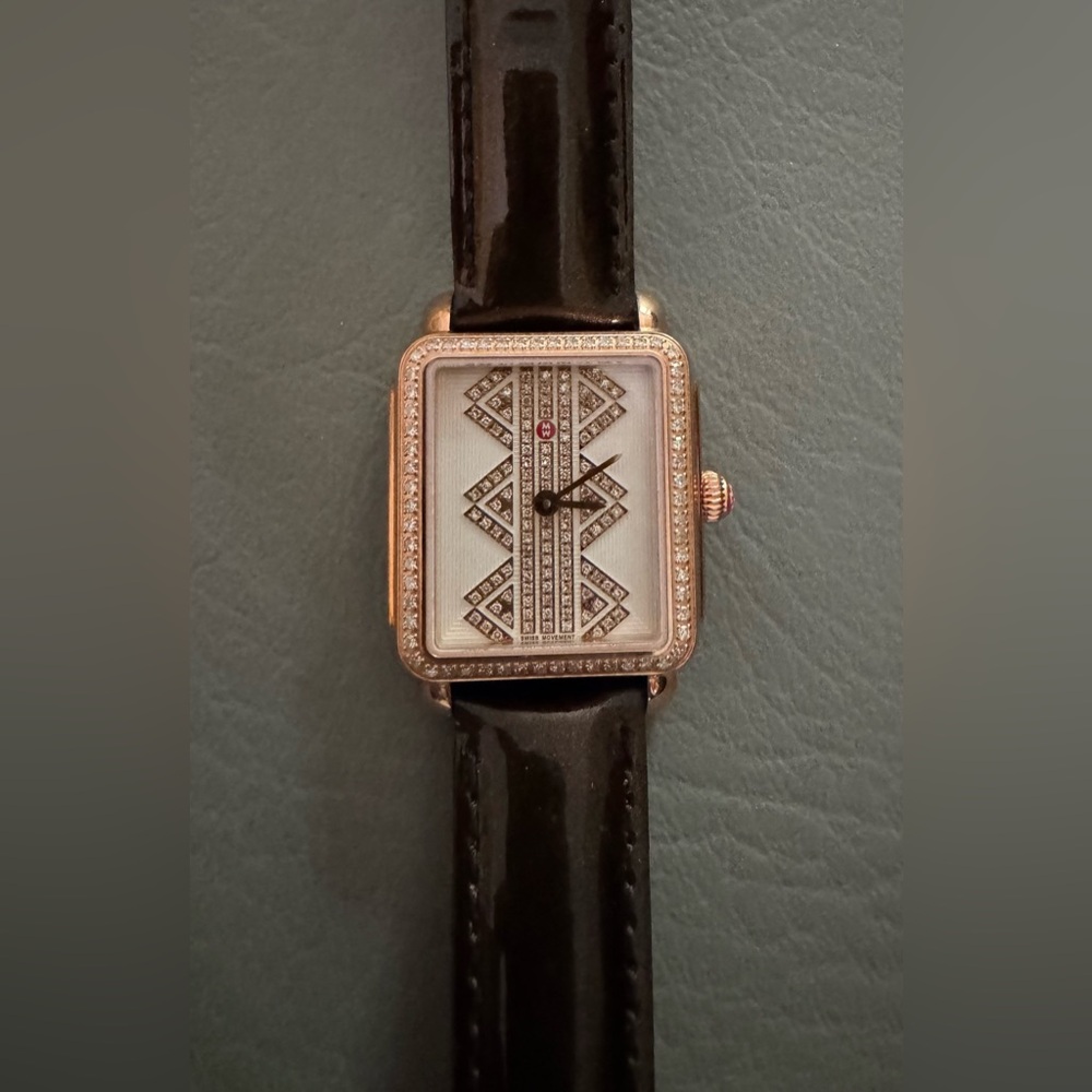 NIB Michele Rose Gold Diamond Deco II Watch - Picture 8 of 13